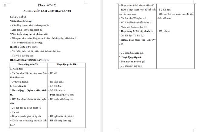 Giáo án Tiếng Việt 2 Bài 4: Viết Làm việc thật là vui