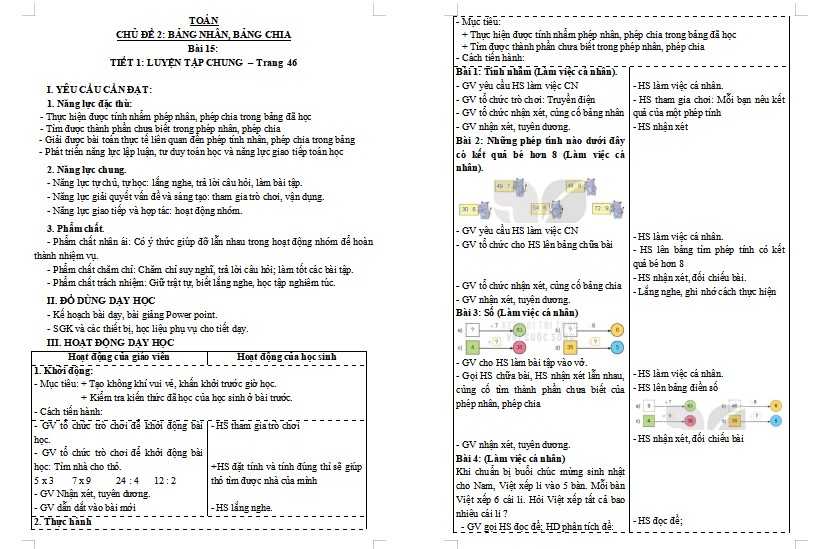 Bài 15: Luyện tập chung