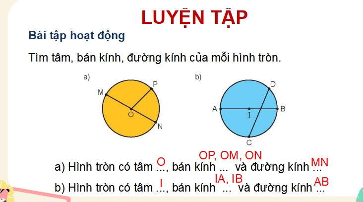 Bài 17: Hình tròn. Tâm, bán kính, đường kính của hình tròn