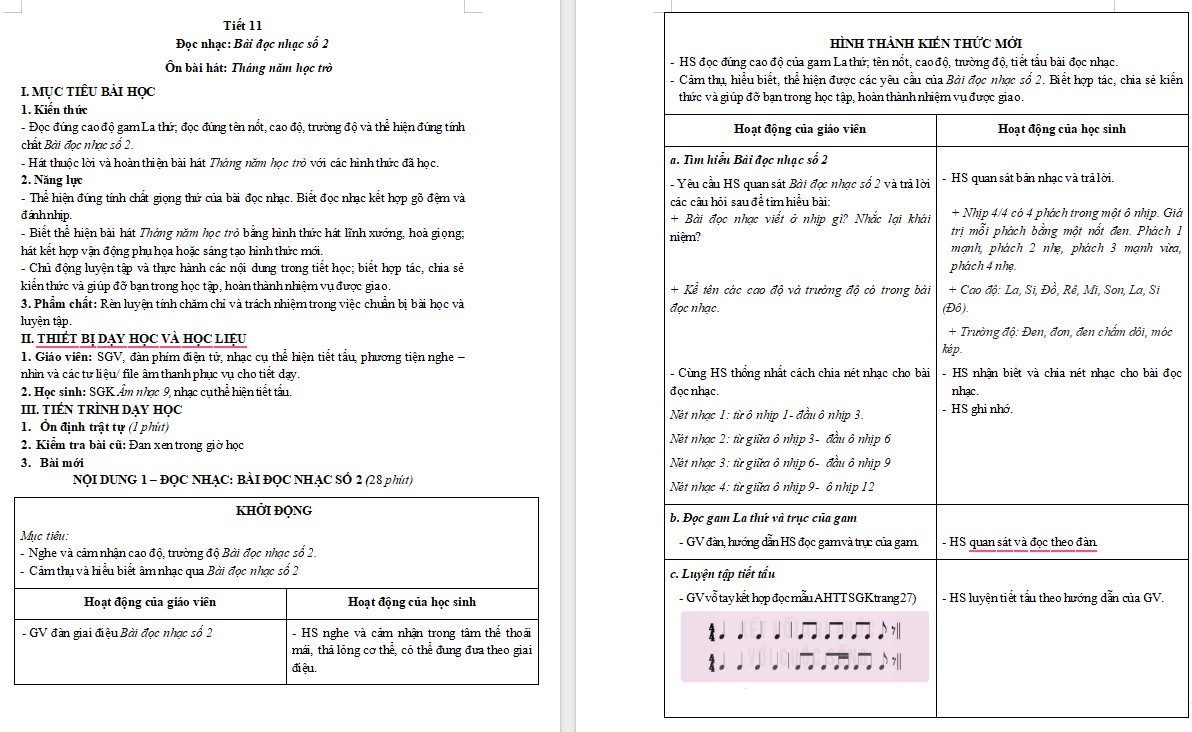 Giáo án Âm nhạc 9 KNTT Bài 5 tiết 11