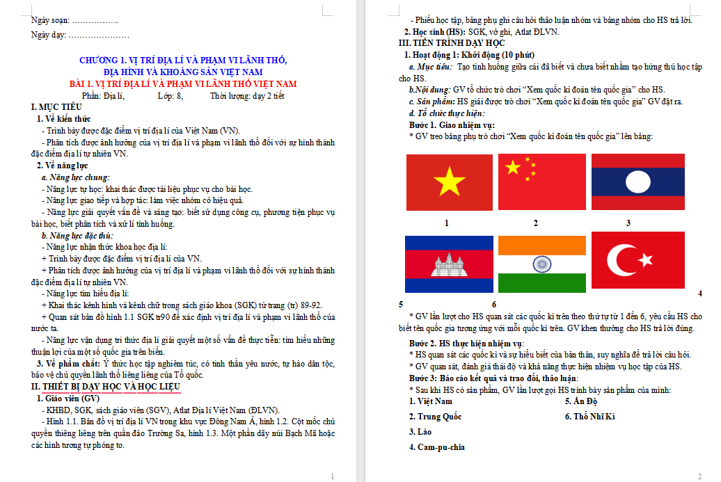 Giáo án PowerPoint Địa lí 8 Bài 1