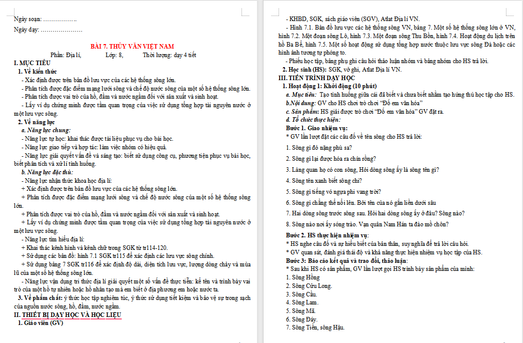 Giáo án PowerPoint Địa lí 8 Bài 7