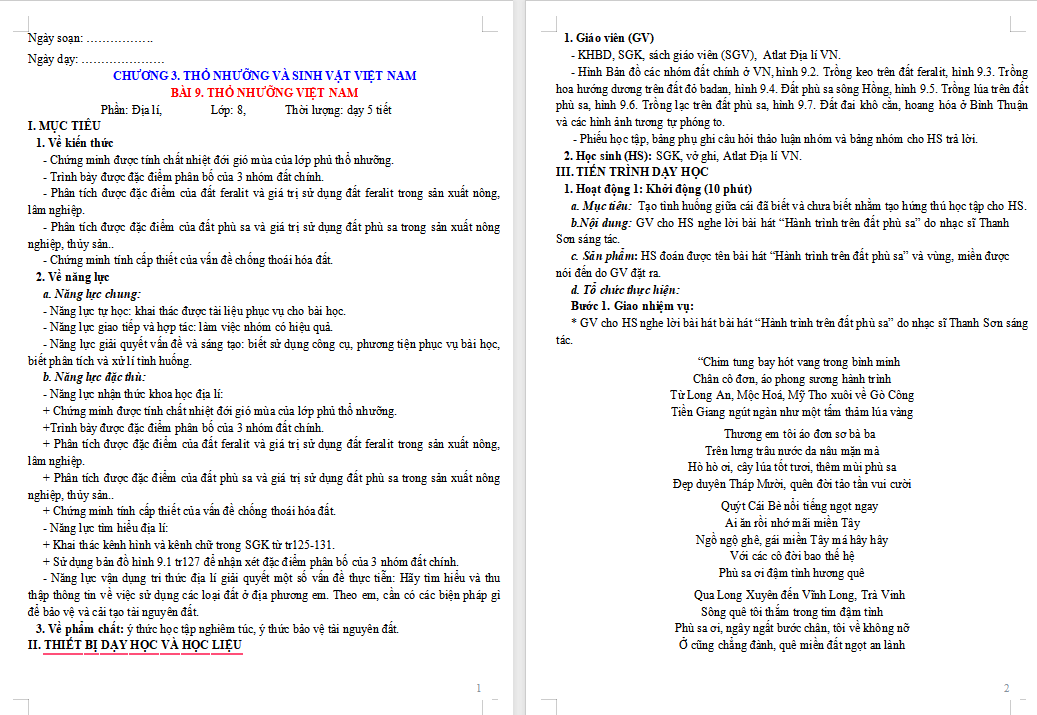 Giáo án PowerPoint Địa lí 8 Bài 9