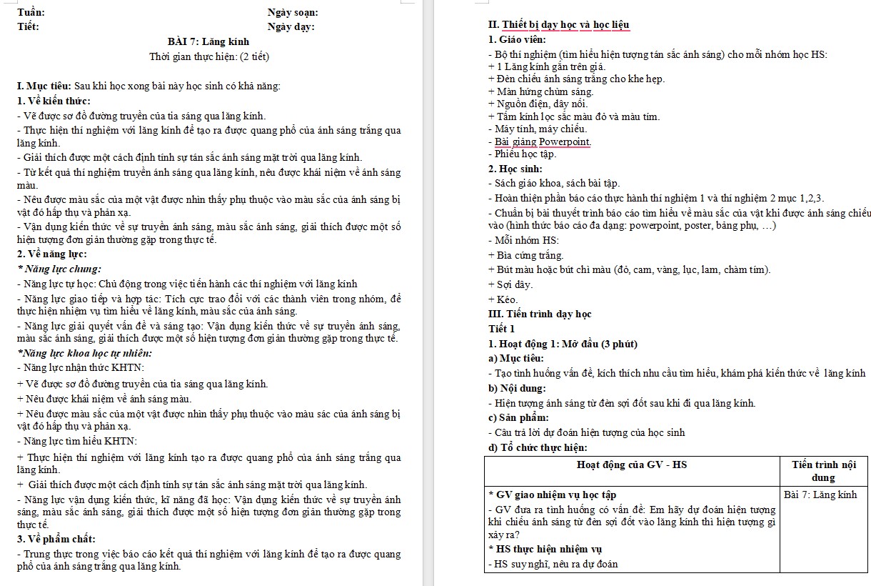 Giáo án Khoa học tự nhiên 9 KNTT Bài 7