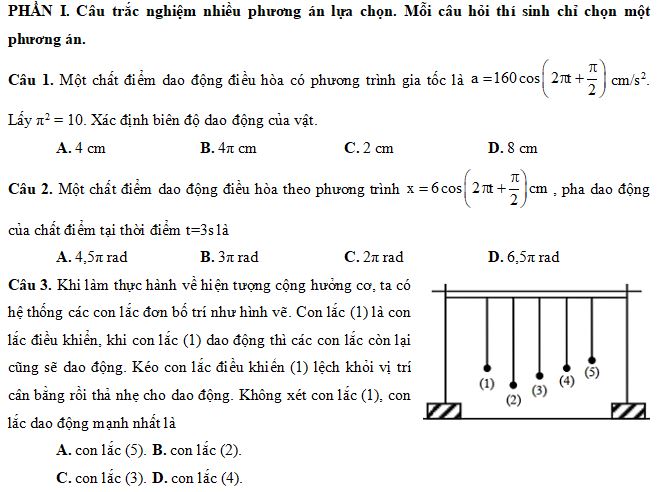Đề thi Giữa học kì 1 môn Vật lý lớp 11