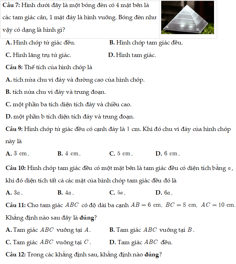 Đề thi giữa học kì I Toán 8 CTST đề 5 cấu trúc mới năm 2025-2026