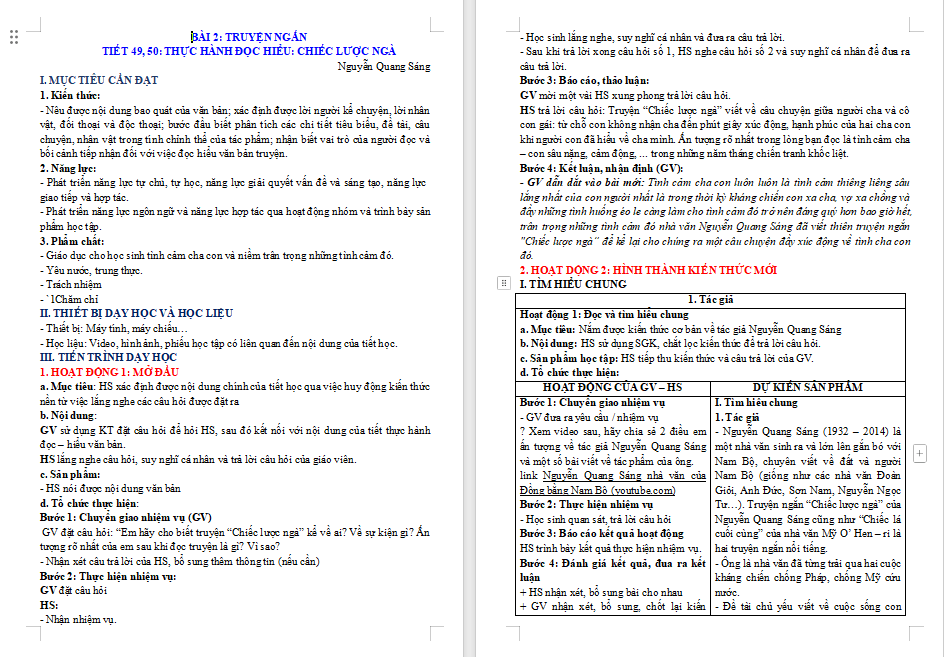 Giáo án PowerPoint Ngữ văn 9 Bài 4: Chiếc lược ngà
