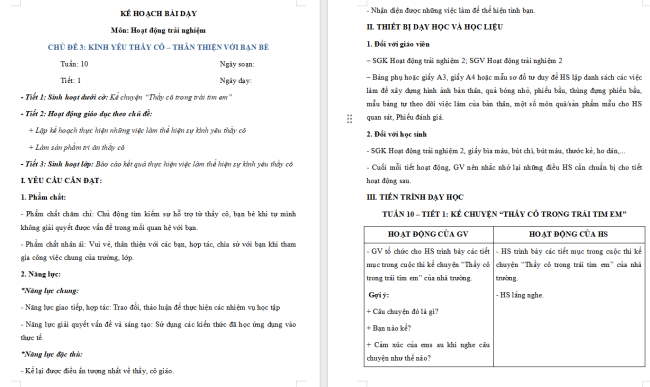 Giáo án Hoạt động trải nghiệm 3 Tuần 10