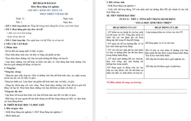 Giáo án Hoạt động trải nghiệm 3 Tuần 12