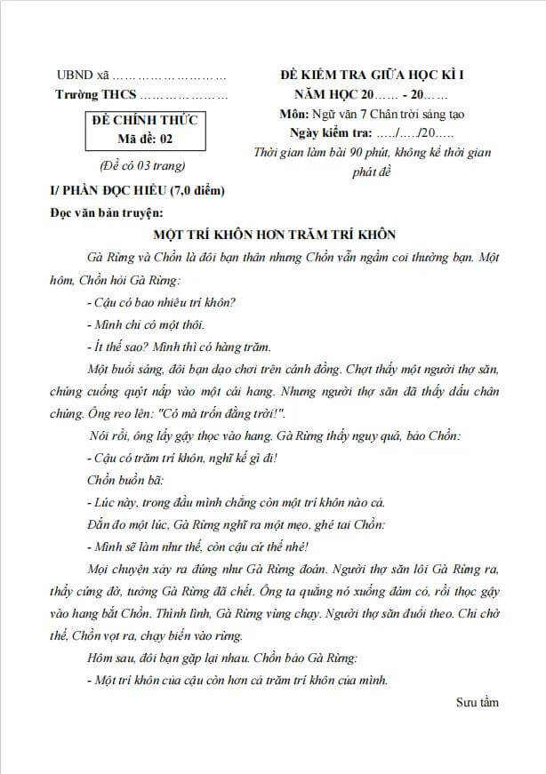 de thi giua ki 1 van 7 chan troi sang tao theo cv 7991 de 2 h2*800072