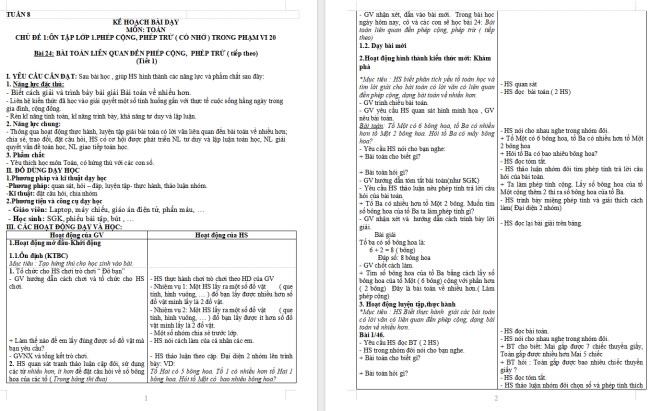 Giáo án Toán 2: Bài toán liên quan đến phép cộng, phép trừ (tiếp theo)