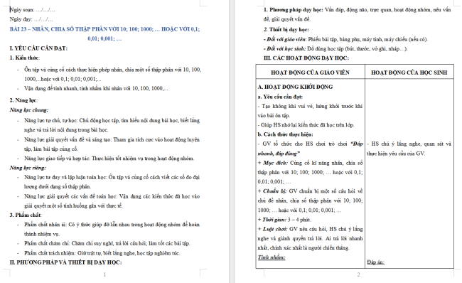 Giáo án dạy thêm Toán 5 Bài 23