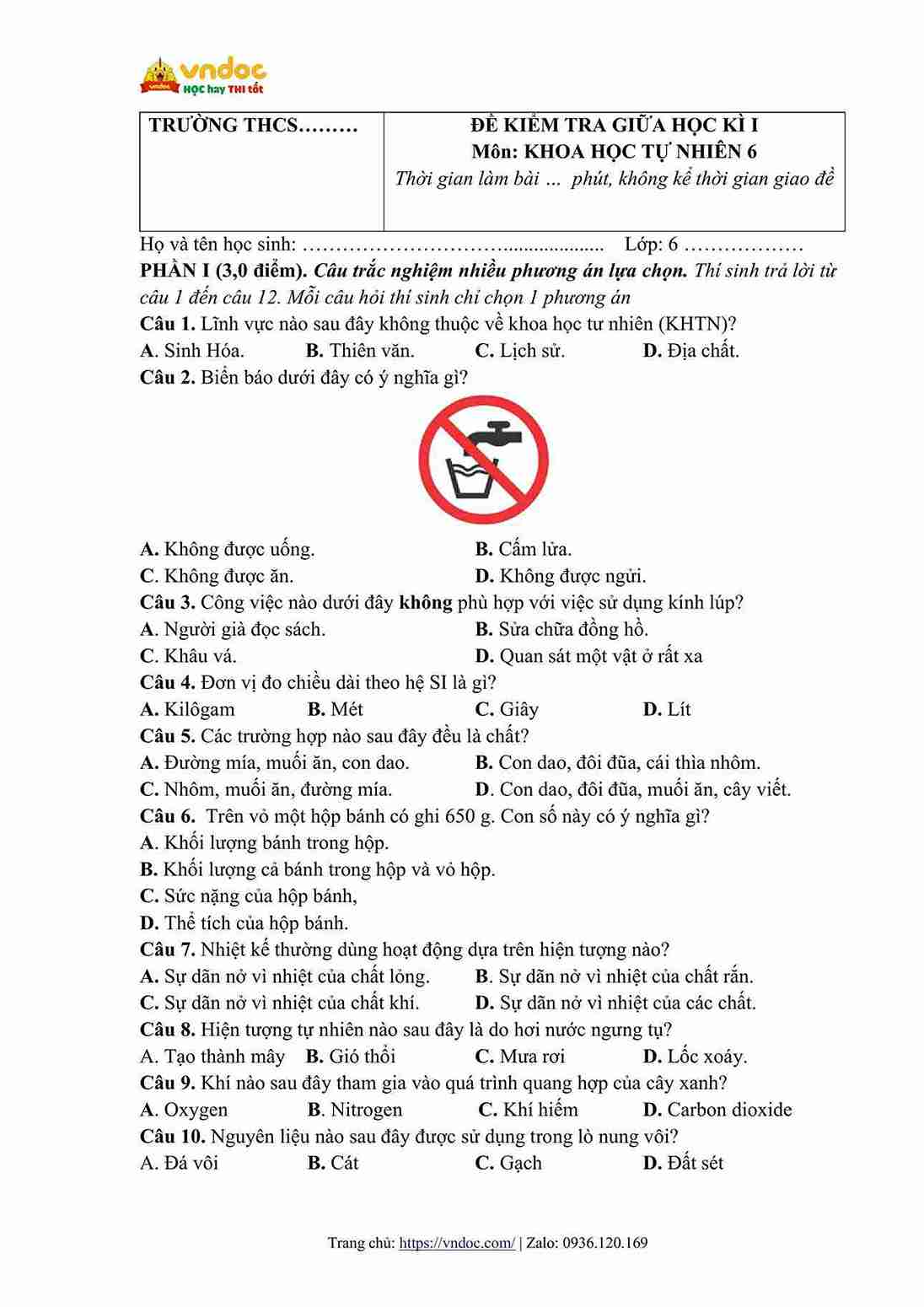 de thi giua hoc ki 1 khoa hoc tu nhien 6 ket noi tri thuc theo cv 7991 hinh anh 0 1*801498