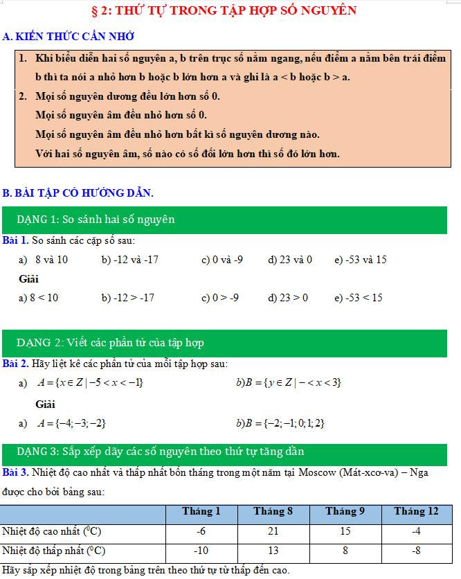 Thứ tự trong tập hợp số nguyên