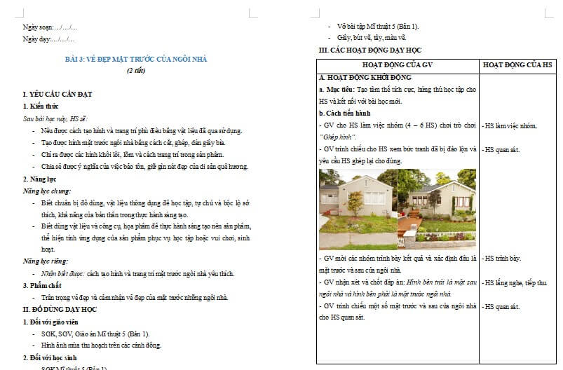Chủ đề 5 Bài 3: Vẻ đẹp của mặt trước ngôi nhà