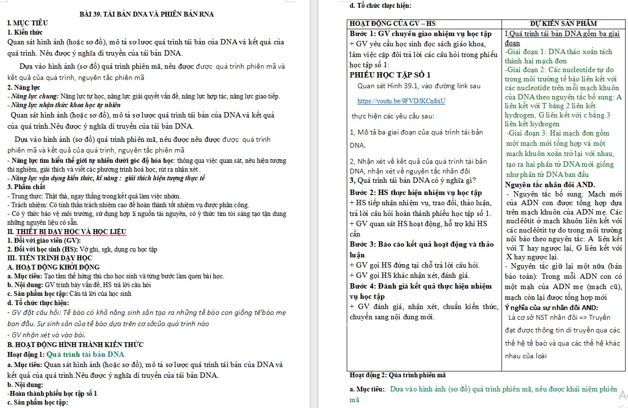 Giáo án Khoa học tự nhiên 9 KNTT Bài 39