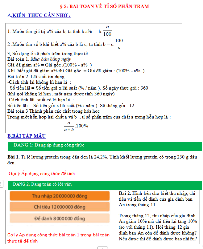 Bài toán về tỉ số phần trăm