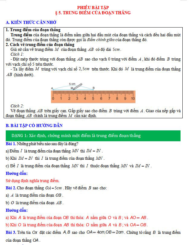 Trung điểm của đoạn thẳng