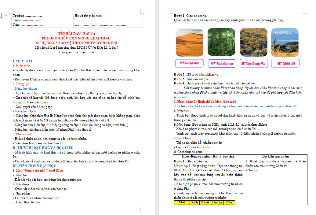 Giáo án PowerPoint Địa lí 7 Bài 11