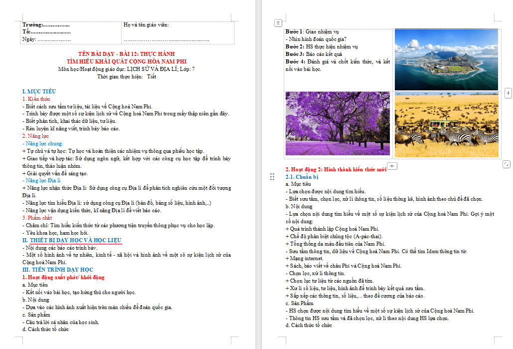 Giáo án PowerPoint Địa lí 7 Bài 12