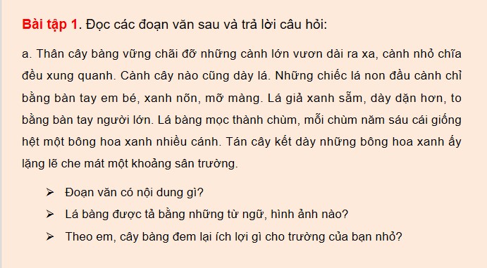 PowerPoint Tiếng Việt 4 Viết đoạn văn cho bài văn miêu tả cây cối