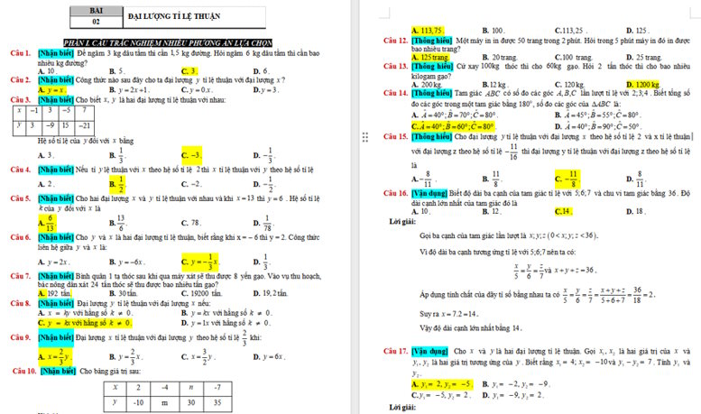 Đại lượng tỉ lệ thuận