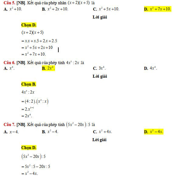 Phép nhân và phép chia đa thức một biến