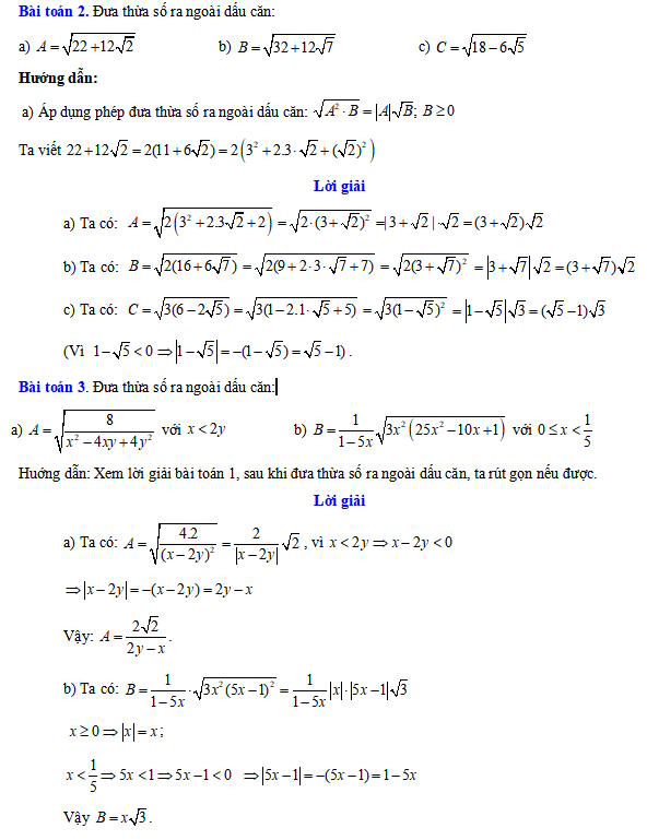 Biến đổi đơn giản và rút gọn biểu thức chứa căn thức bậc hai