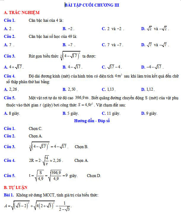 Bài tập cuối chương 3