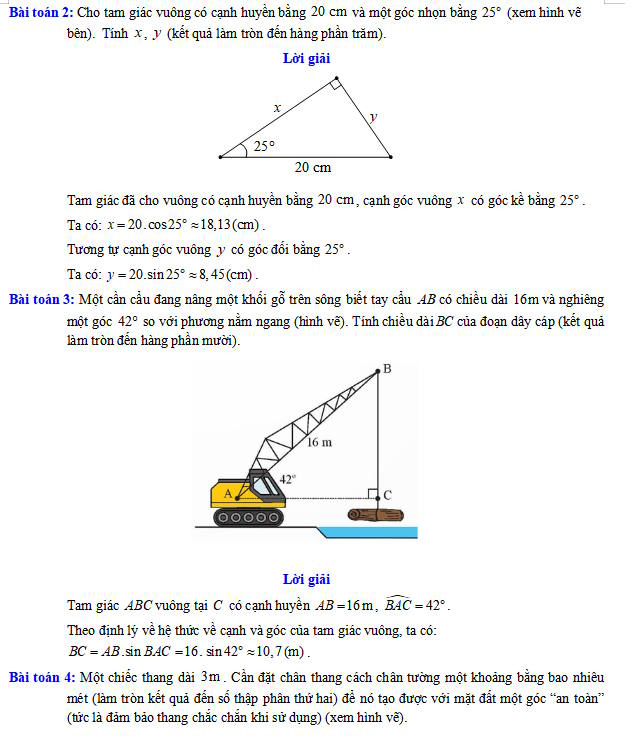 Một số hệ thức giữa cạnh, góc trong tam giác vuông và ứng dụng