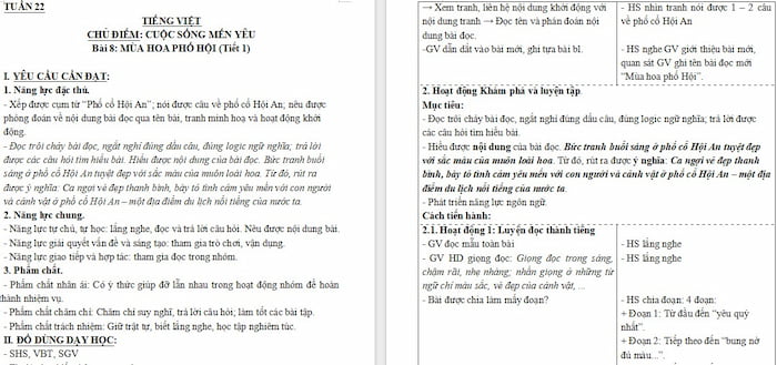 Giáo án Tiếng Việt 4 Mùa hoa phố Hội