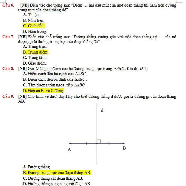 Đường trung trực của một đoạn thẳng