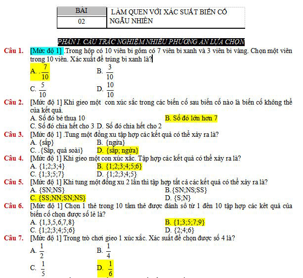Làm quen với xác suất biến cố ngẫu nhiên