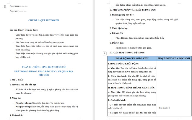 Giáo án Hoạt động trải nghiệm 2 Tuần 21