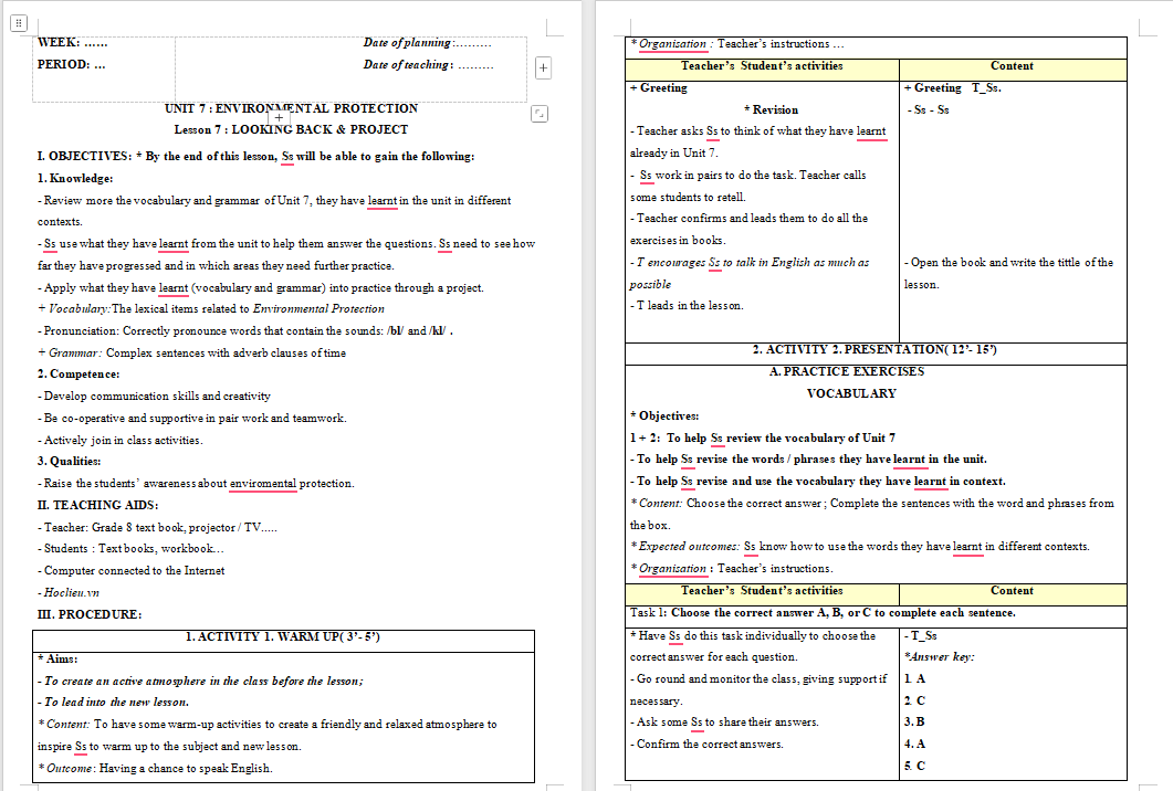 PowerPoint Tiếng Anh 8 Unit 7: Looking Back