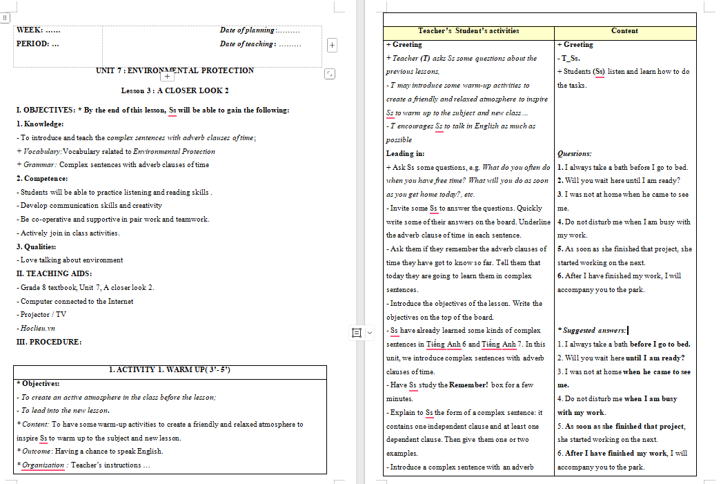 PowerPoint Tiếng Anh 8 Unit 7: A Closer Look 2