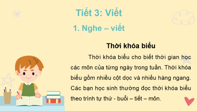 PowerPoint Tiếng Việt 2 Bài 10: Viết Thời khoá biểu