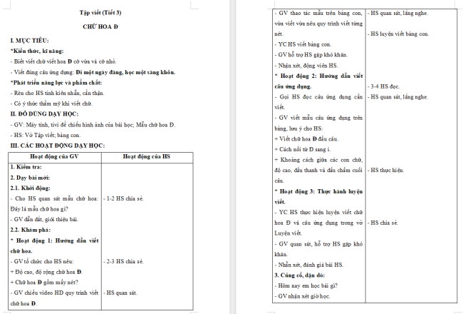 Giáo án Tiếng Việt 2 Bài 11: Chữ hoa Đ