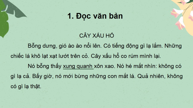 PowerPoint Tiếng Việt 2 Bài 7: Cây xấu hổ