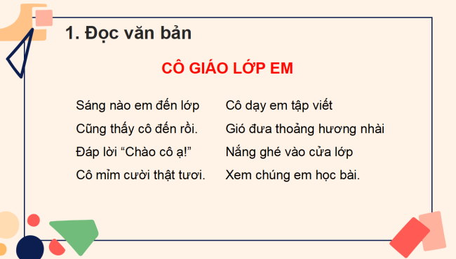 PowerPoint Tiếng Việt 2 Bài 9: Cô giáo lớp em