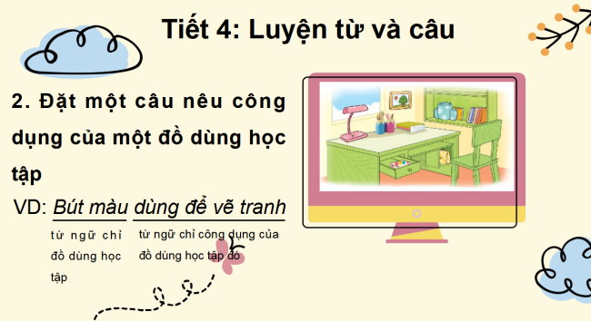 PowerPoint Tiếng Việt 2 Bài 14: Mở rộng vốn từ chỉ đồ dùng học tập. Dấu chấm, dấu chấm hỏi
