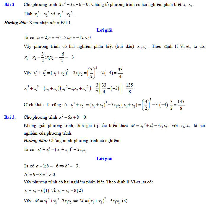 Định lí Vi-et và ứng dụng