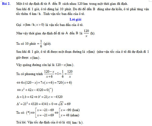 Giải bài toán bằng cách lập phương trình