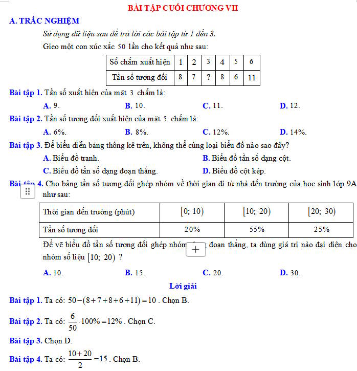 Bài tập cuối chương 7