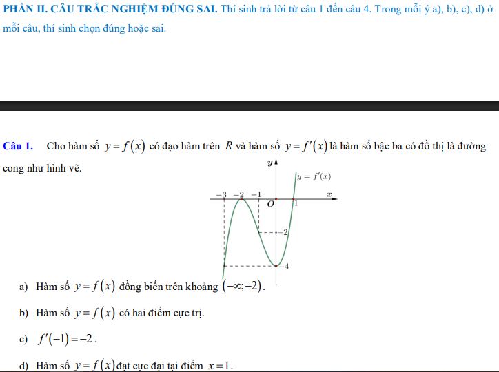 Đề thi giữa kì 1 lớp 12 môn Toán