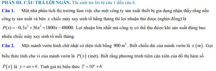 Đề thi giữa kì 1 lớp 12 môn Toán