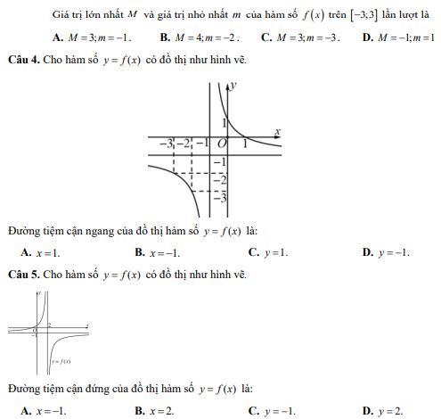Đề thi giữa kì 1 lớp 12 môn Toán