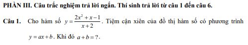 Đề thi giữa kì 1 lớp 12 môn Toán