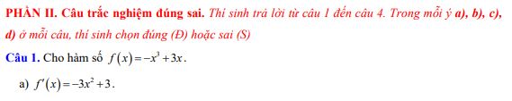 Đề thi giữa kì 1 lớp 12 môn Toán