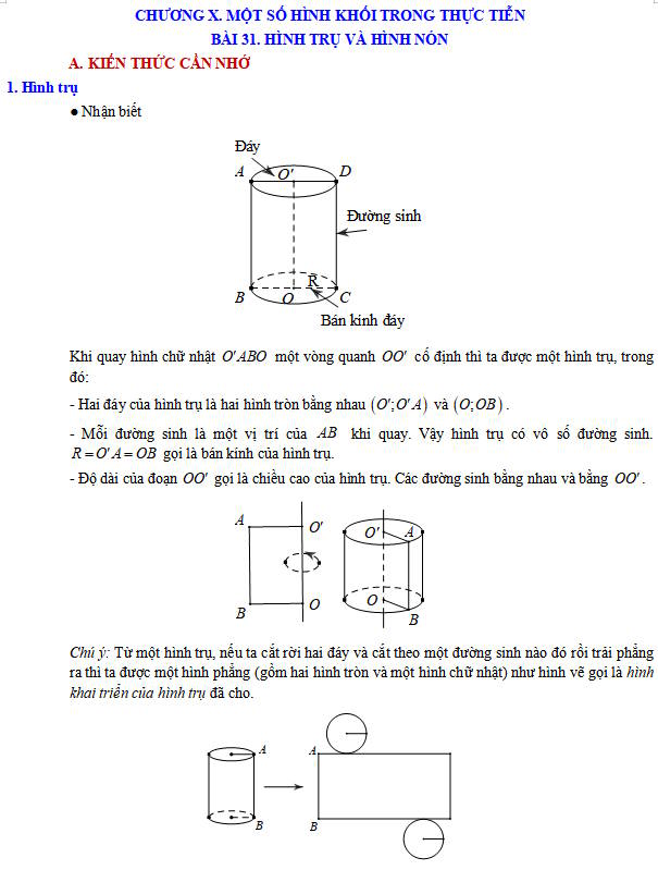 Hình trụ và hình nón